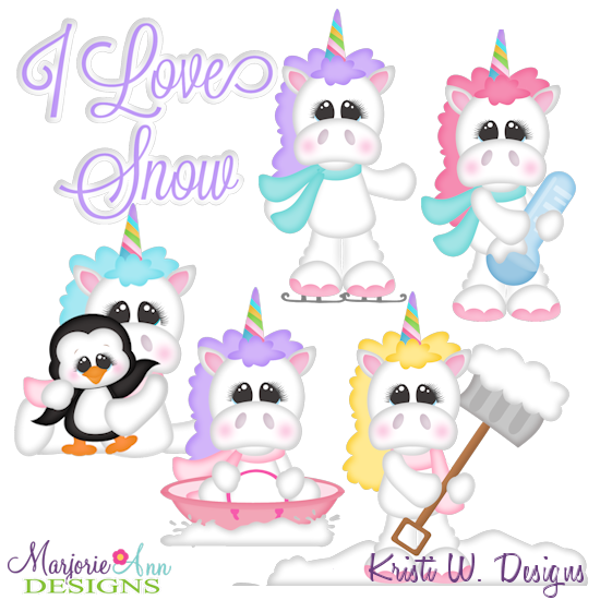 Snow Much Fun Unicorns SVG Cutting Files Includes Clipart - Click Image to Close